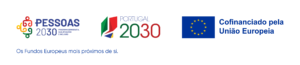 Logótipos institucionais de financiamento: República Portuguesa, Pessoas 2030 e União Europeia